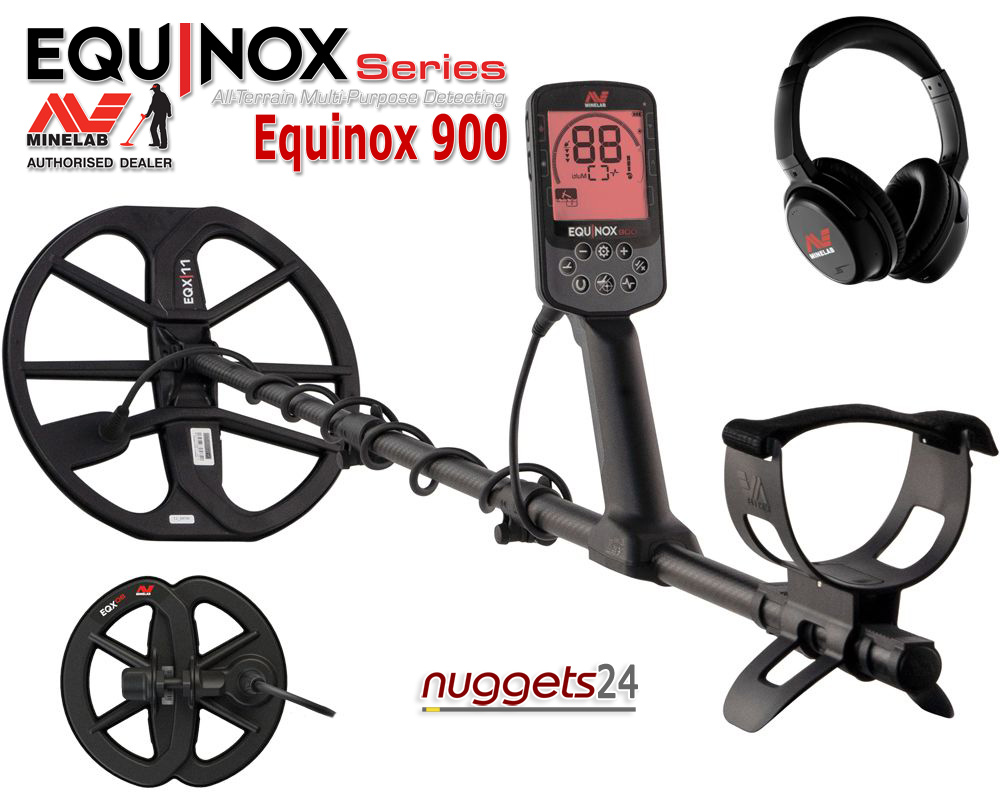 Minelab nuggets24 Equinox 900 DUO Set mit 2 Suchspulen 28cm + 15cm + Funk Kopfhörer